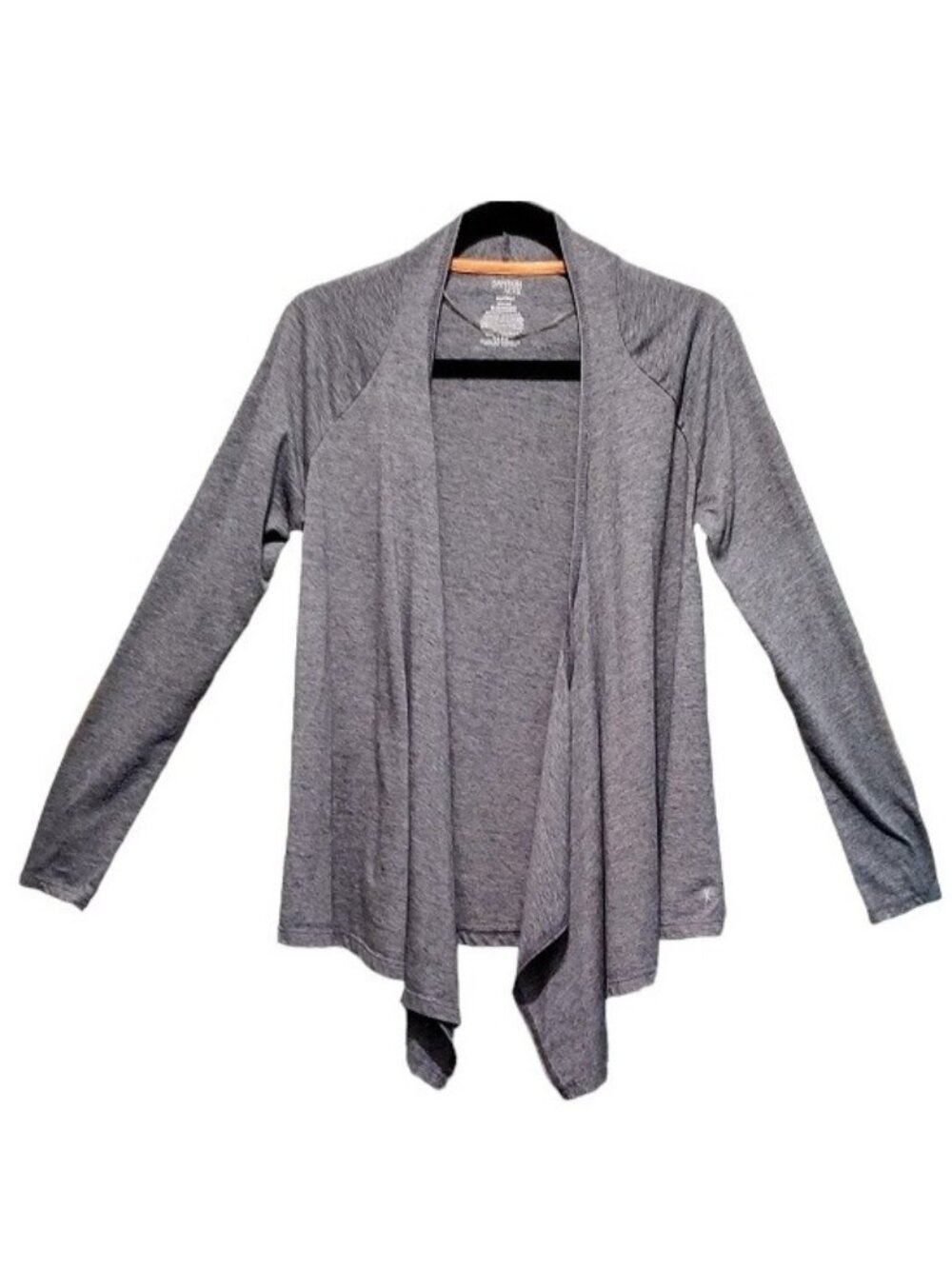 Danskin Now Semi-Fitted Gray Heather Open Front Cardigan Small 4-6